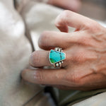 Hubei Turquoise Ring (Size 7.5) - Golden Road Crafted