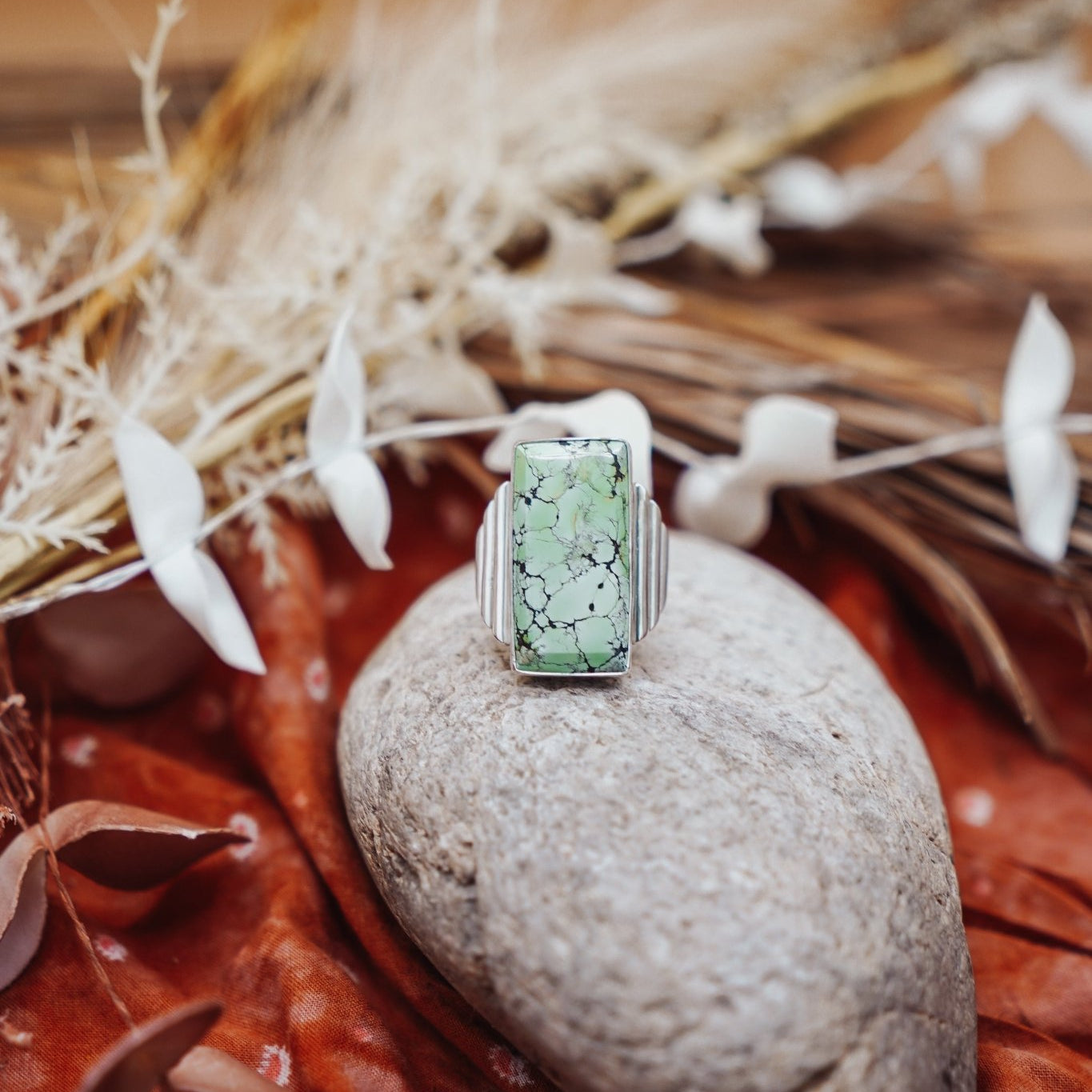 Hubei Turquoise Ring (Size 7.5) - Golden Road Crafted