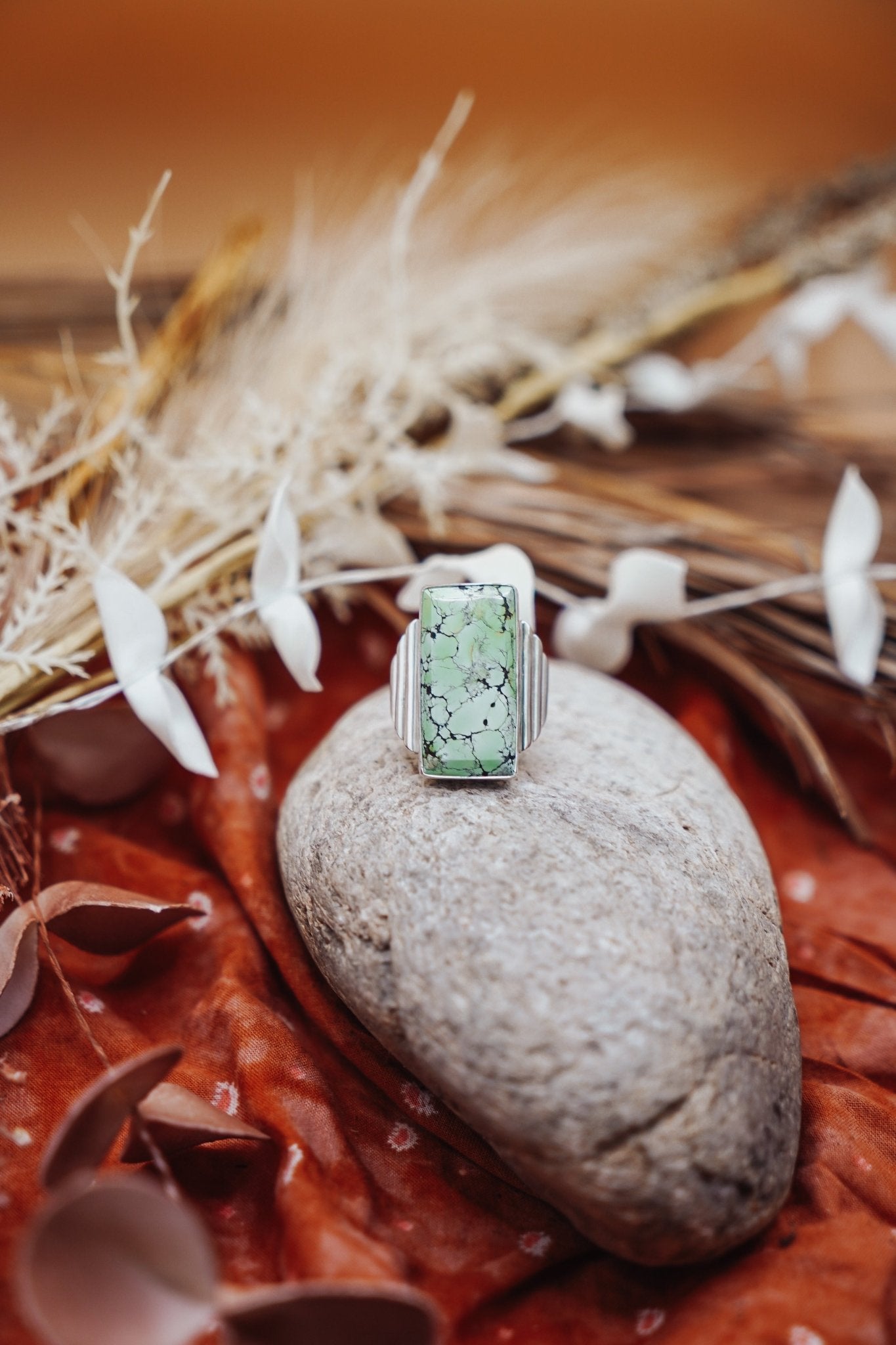 Hubei Turquoise Ring (Size 7.5) - Golden Road Crafted
