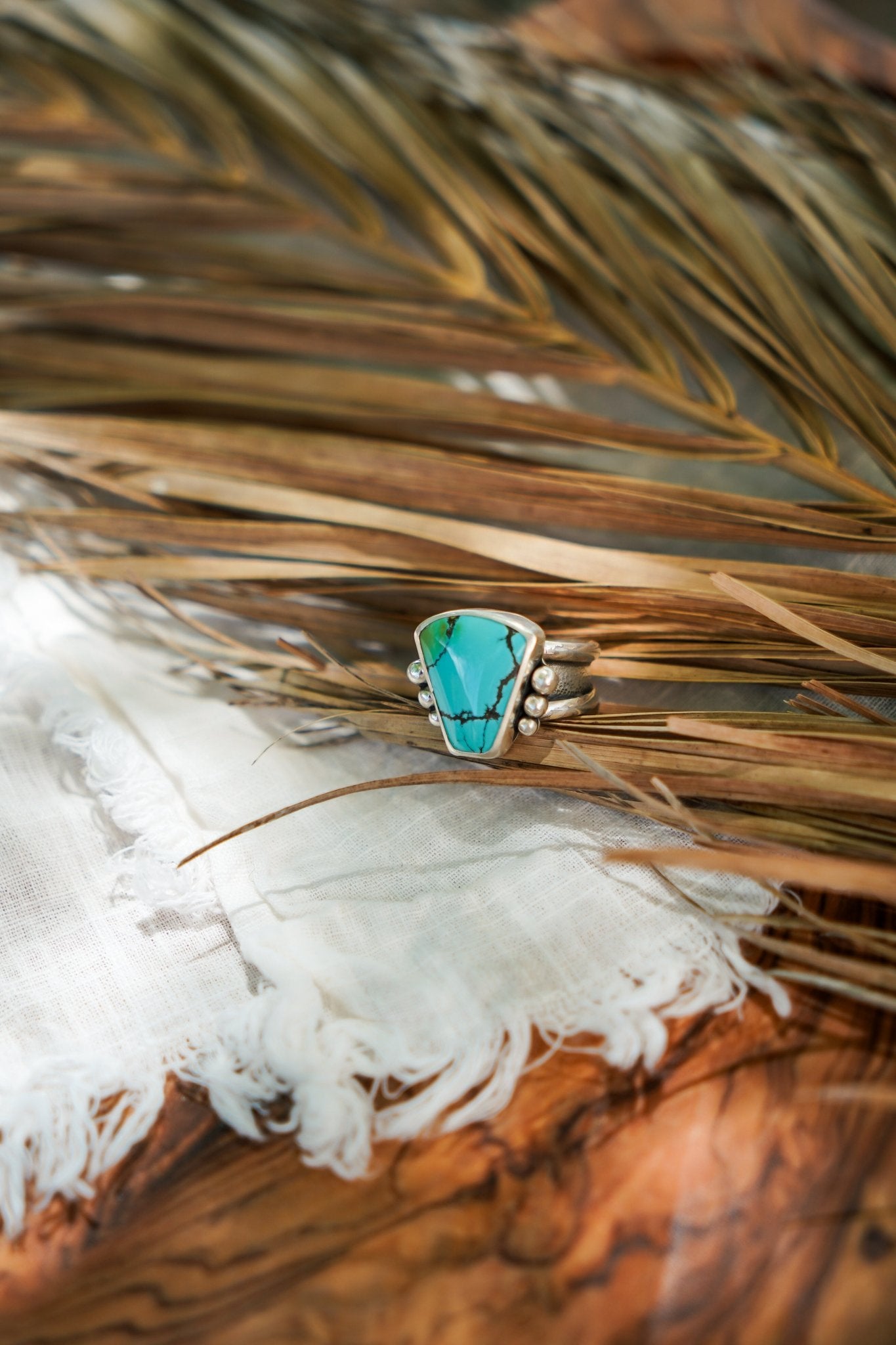 Hubei Turquoise Ring (Size 7.5) - Golden Road Crafted