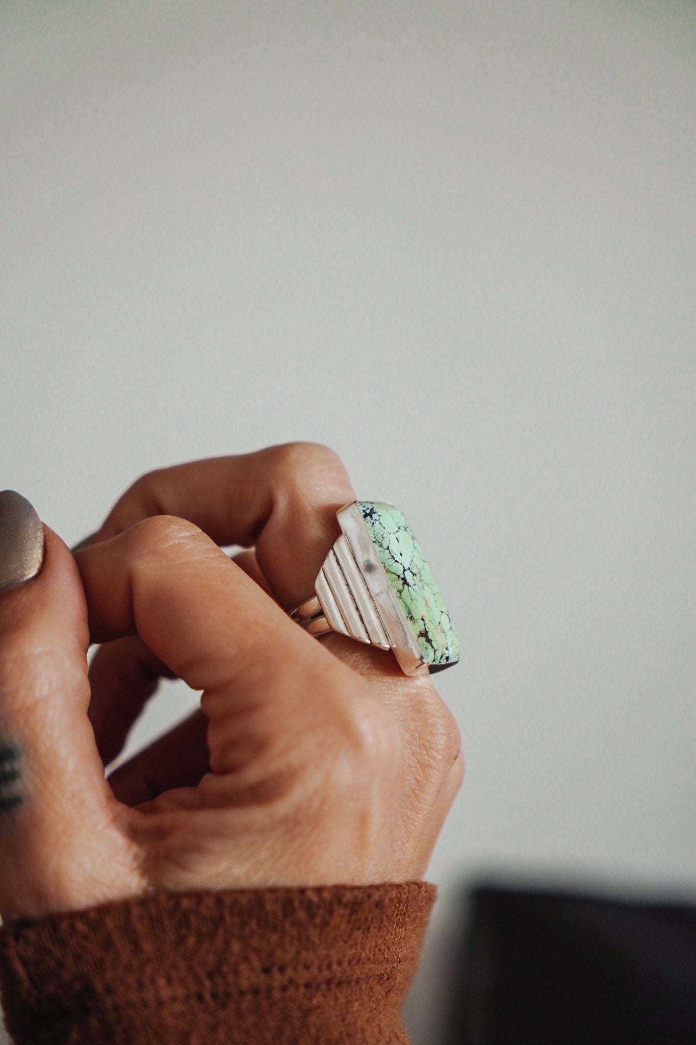 Hubei Turquoise Ring (Size 7.5) - Golden Road Crafted
