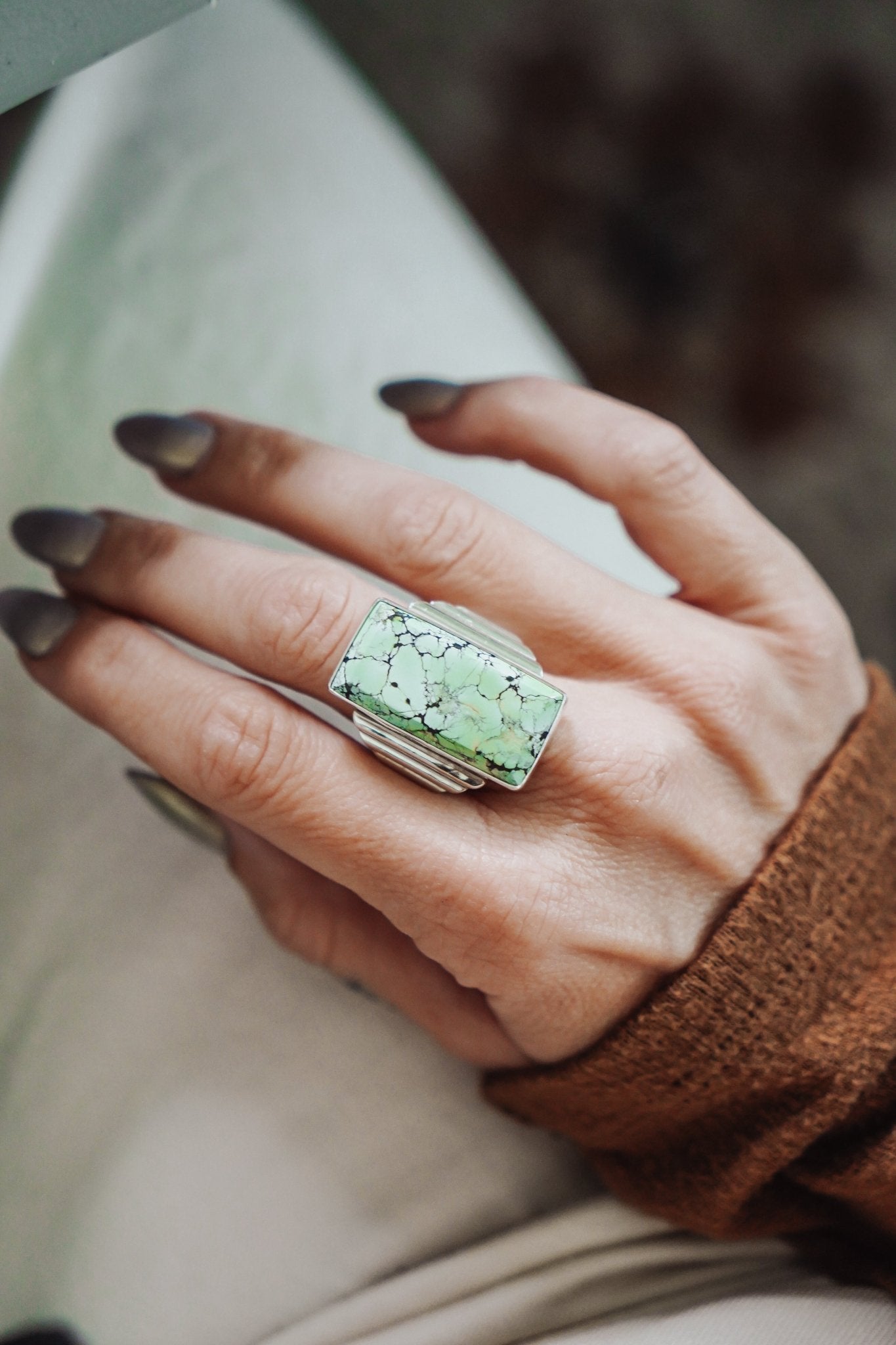 Hubei Turquoise Ring (Size 7.5) - Golden Road Crafted