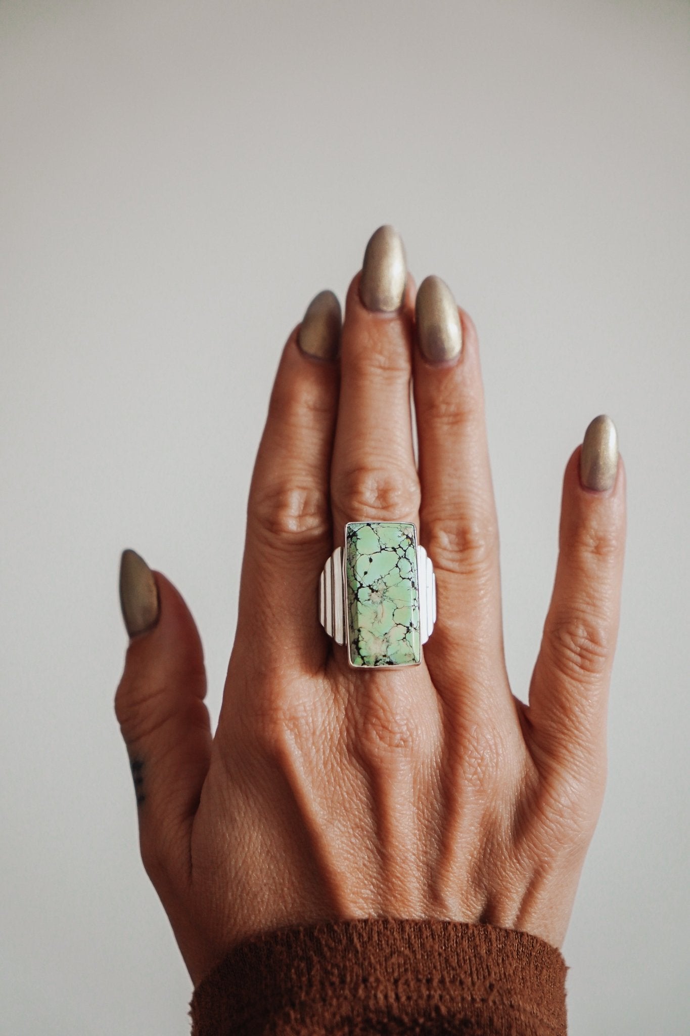 Hubei Turquoise Ring (Size 7.5) - Golden Road Crafted