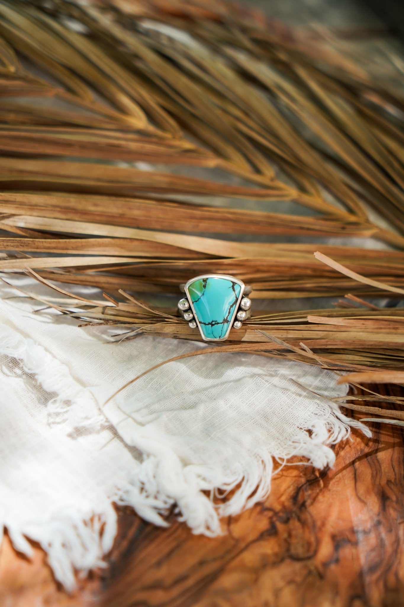Hubei Turquoise Ring (Size 7.5) - Golden Road Crafted