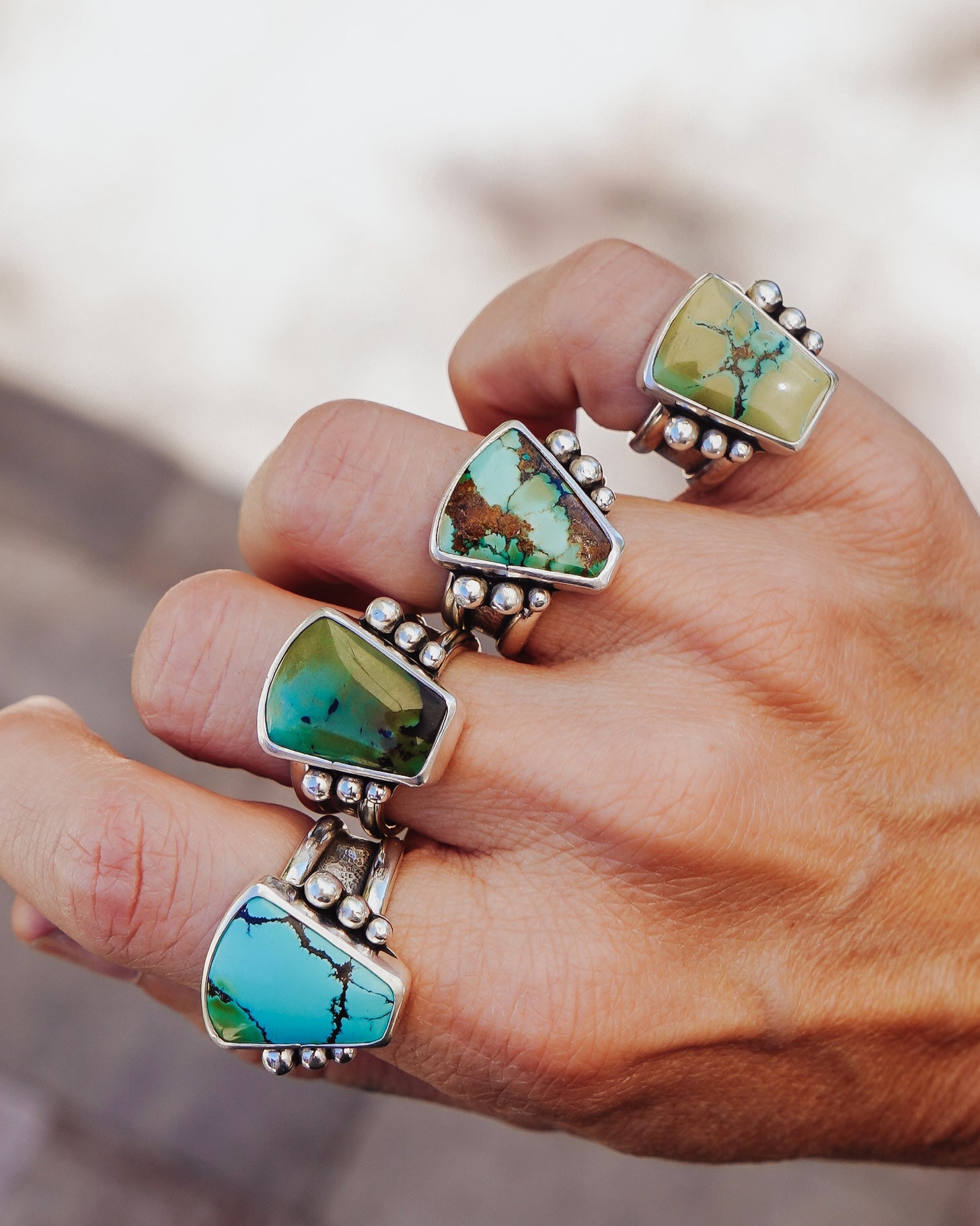 Hubei Turquoise Ring (Size 7.5) - Golden Road Crafted