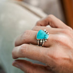 Hubei Turquoise Ring (Size 7.75) - Golden Road Crafted
