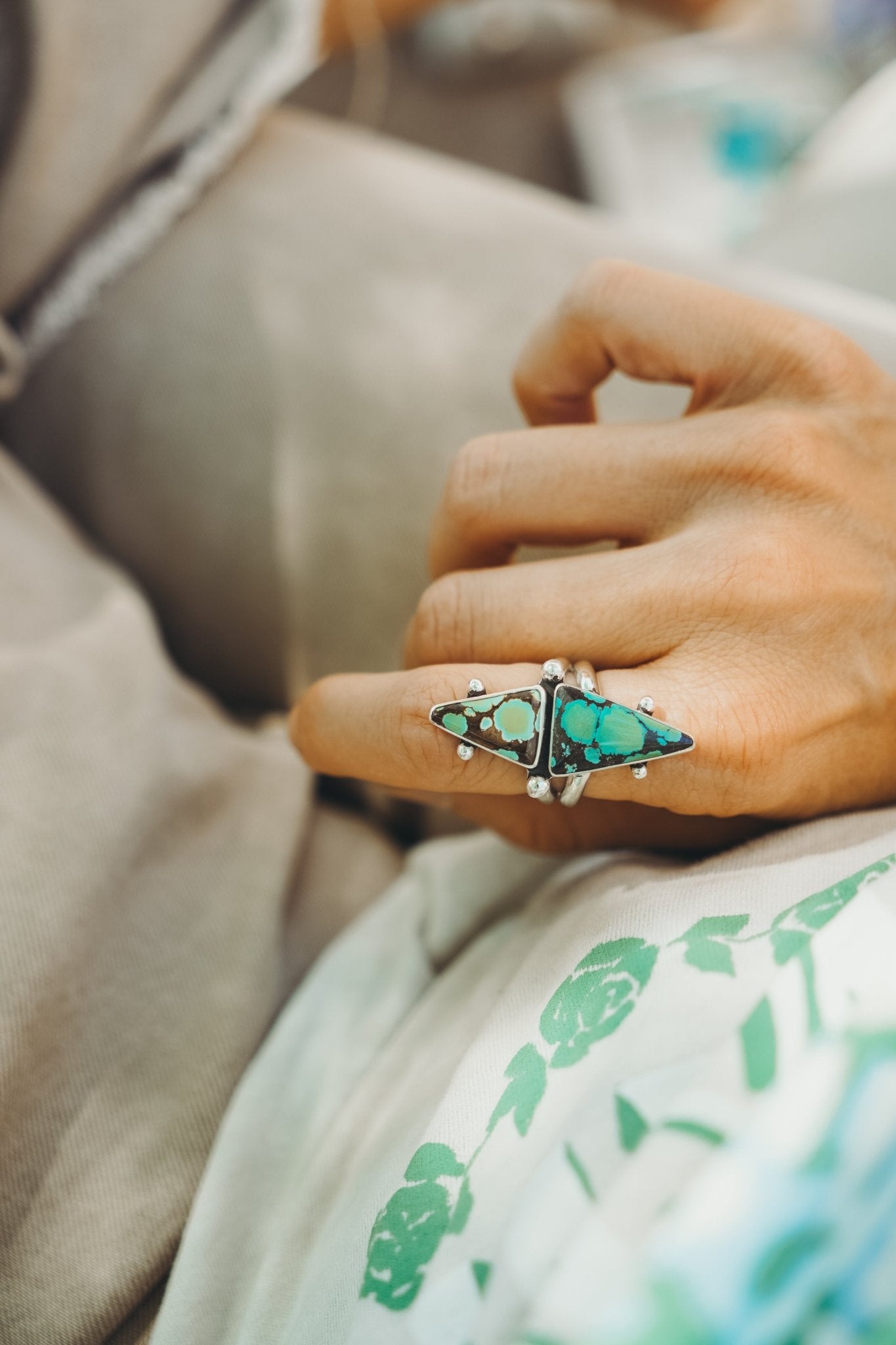 Hubei Turquoise Ring (Size 8) - Golden Road Crafted