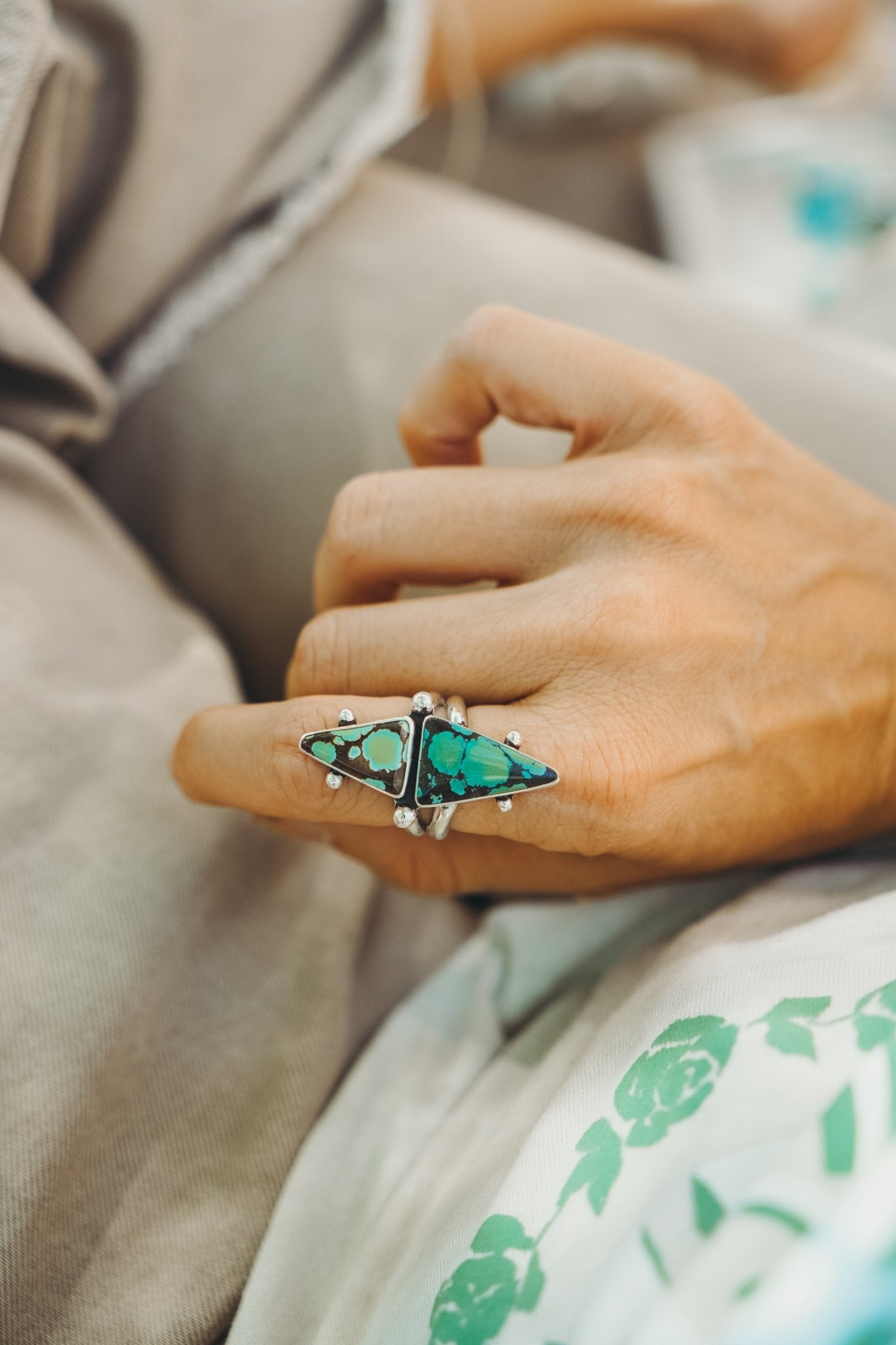 Hubei Turquoise Ring (Size 8) - Golden Road Crafted
