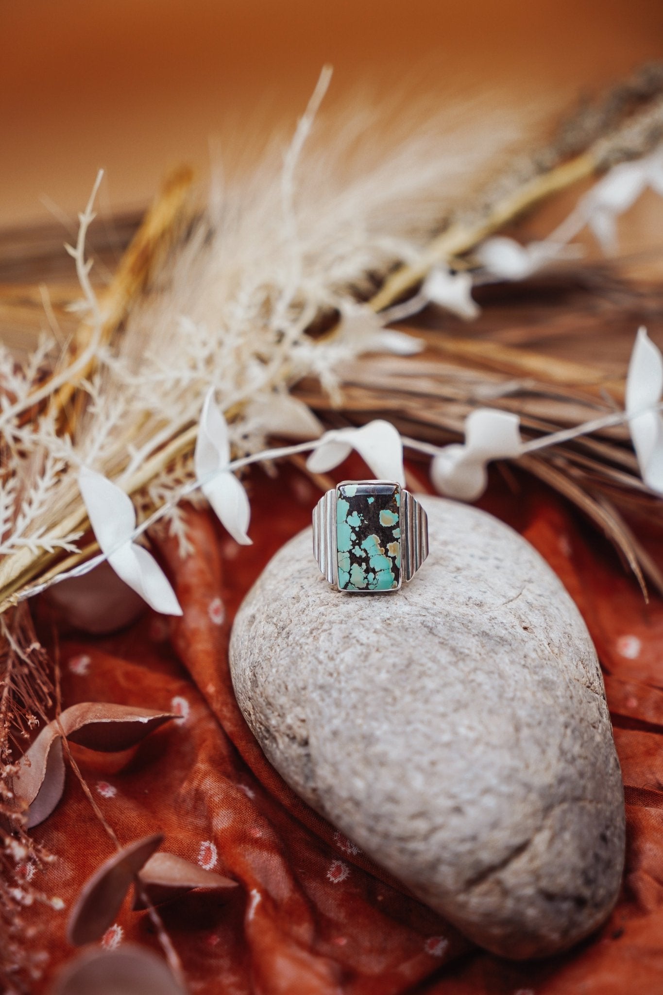 Hubei Turquoise Ring (Size 8) - Golden Road Crafted