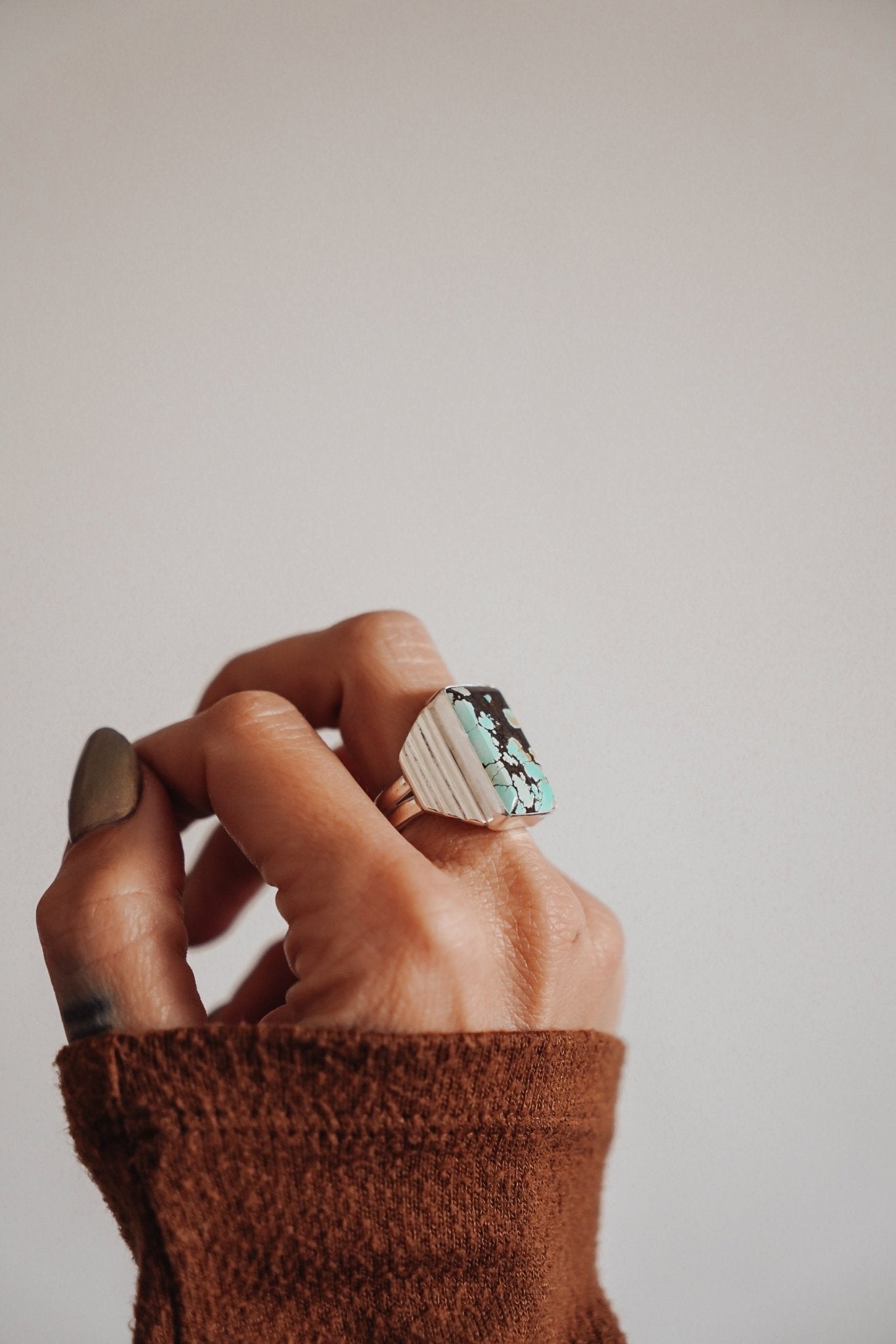 Hubei Turquoise Ring (Size 8) - Golden Road Crafted