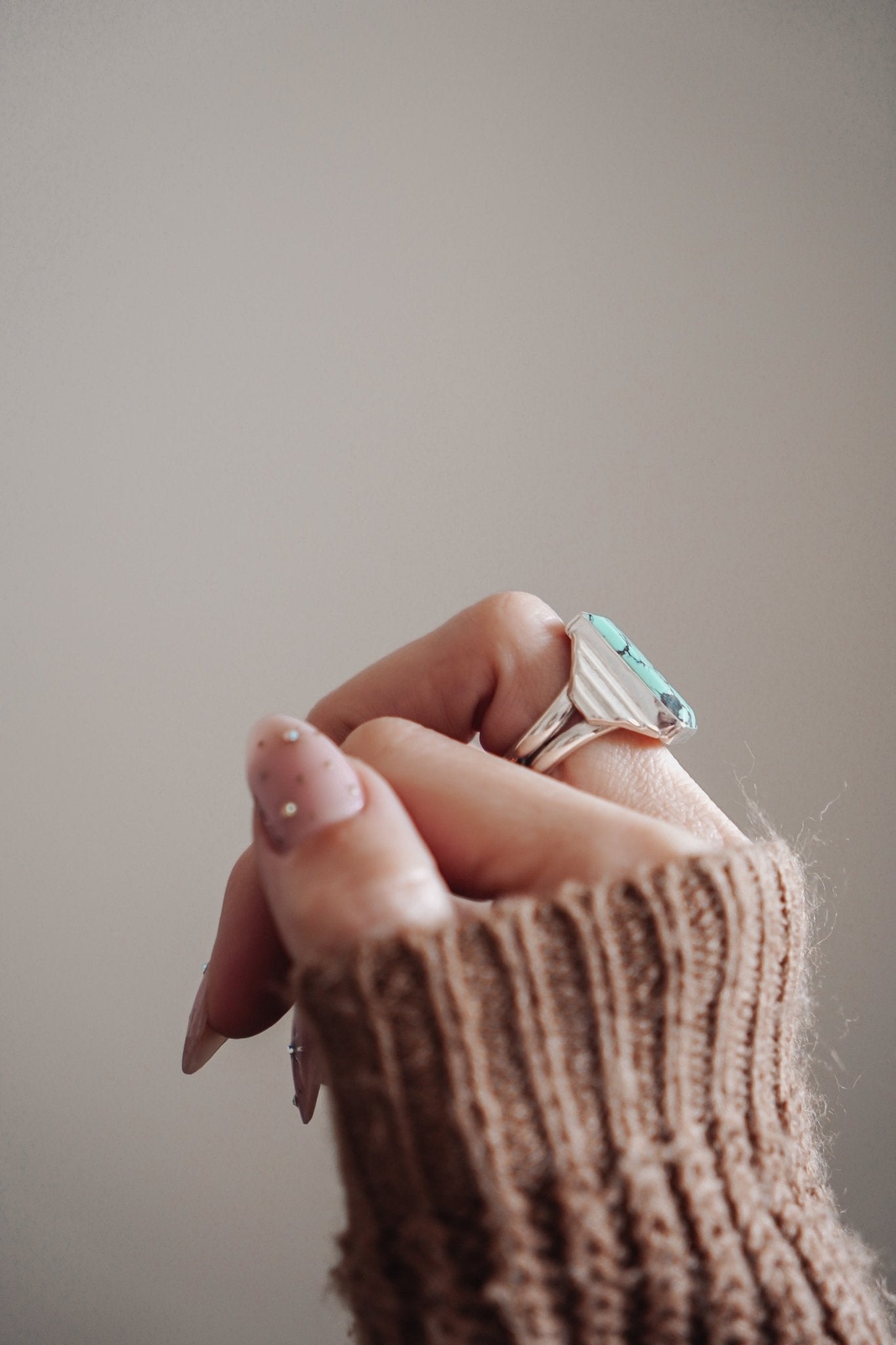 Hubei Turquoise Ring (Size 8 - 8.25) - Golden Road Crafted