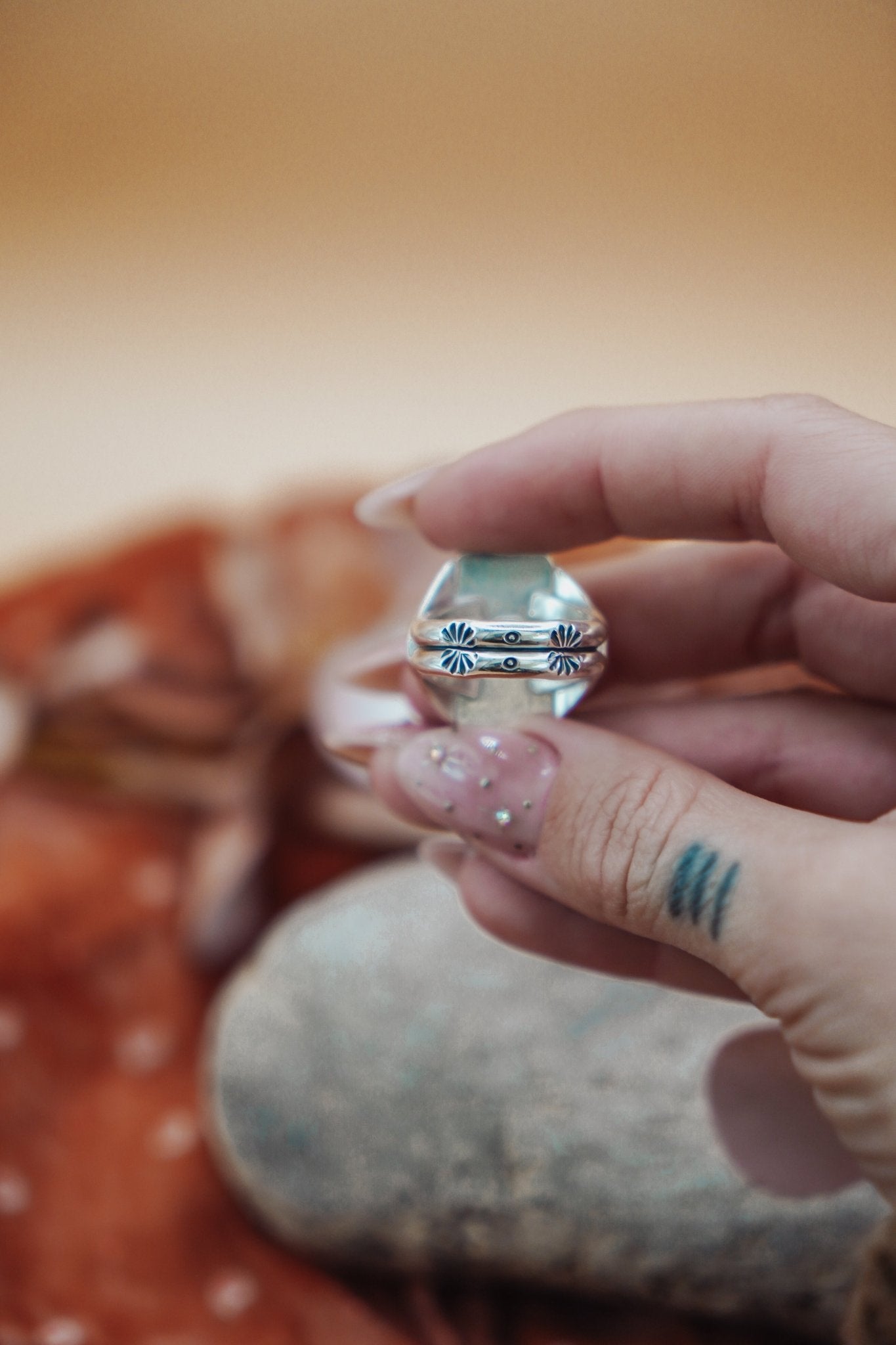 Hubei Turquoise Ring (Size 8 - 8.25) - Golden Road Crafted
