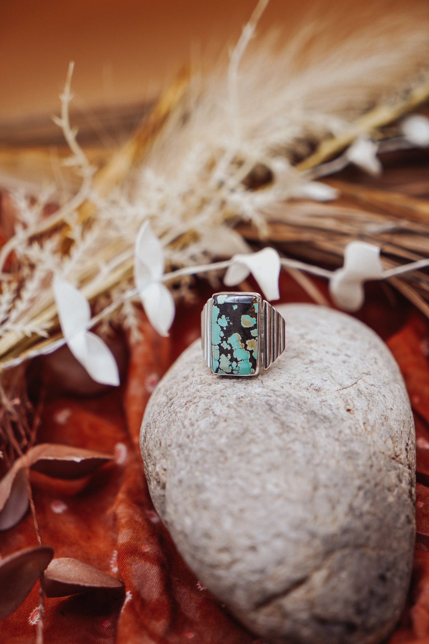 Hubei Turquoise Ring (Size 8) - Golden Road Crafted