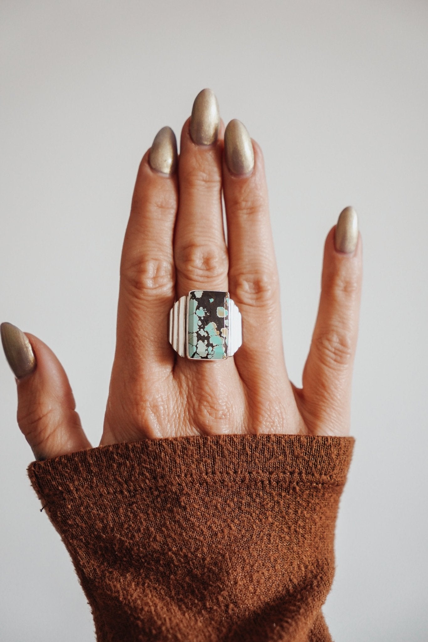 Hubei Turquoise Ring (Size 8) - Golden Road Crafted