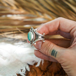 Hubei Turquoise Ring (Size 9) - Golden Road Crafted