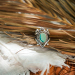 Hubei Turquoise Ring (Size 9) - Golden Road Crafted