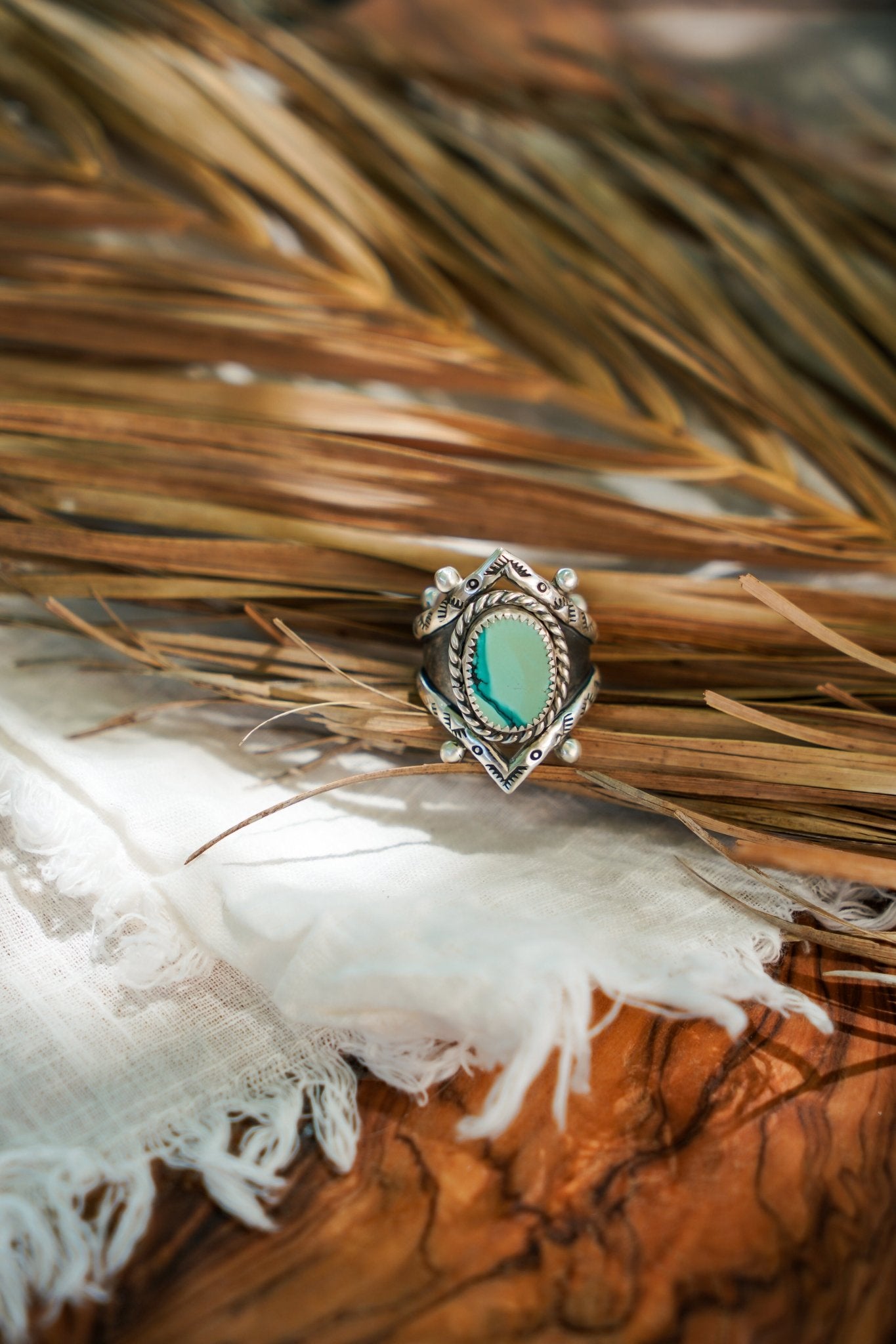 Hubei Turquoise Ring (Size 9) - Golden Road Crafted