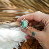 Hubei Turquoise Ring (Size 9) - Golden Road Crafted