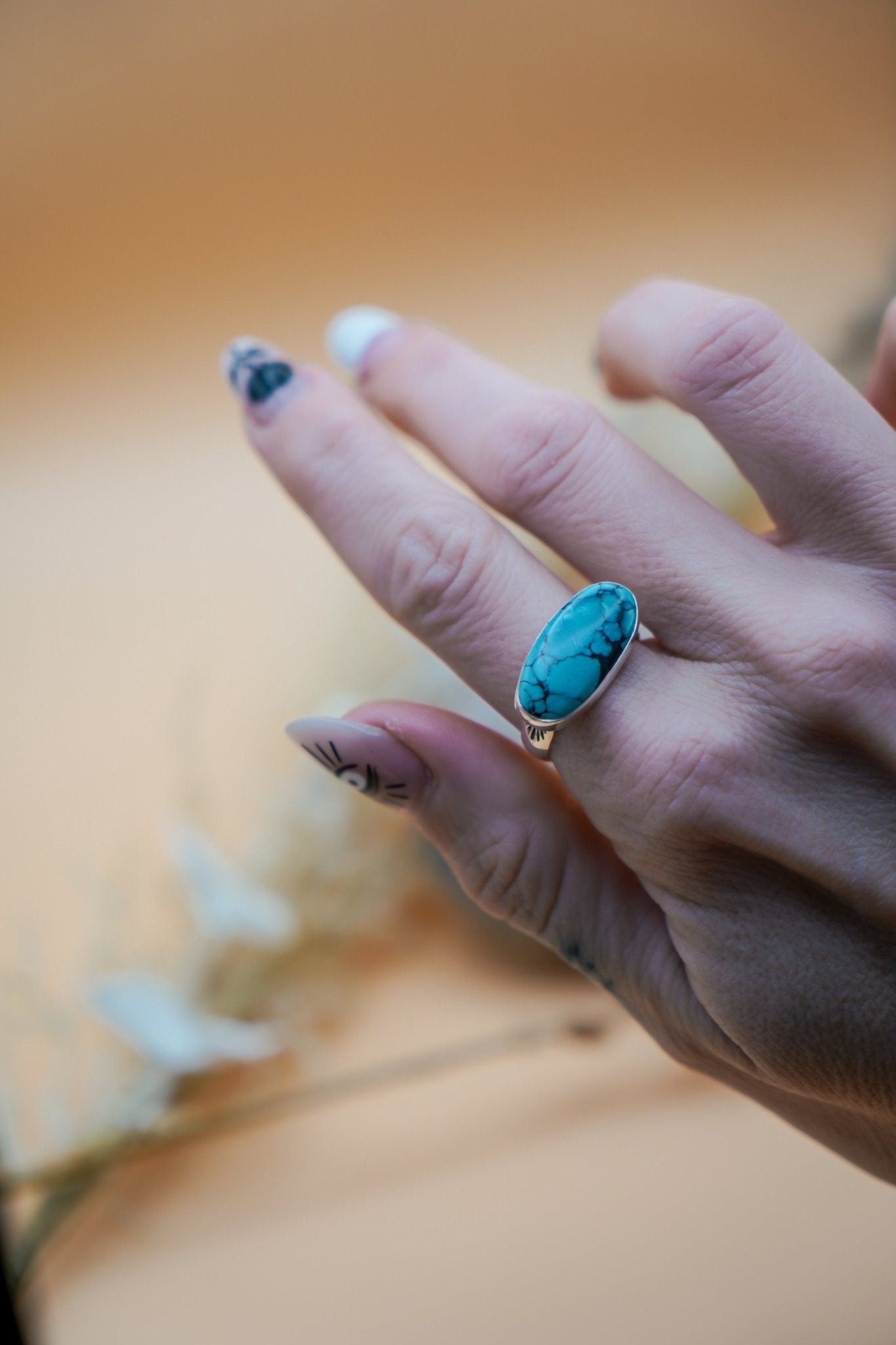 Hubei Turquoise Ring (Size 9.25) - Golden Road Crafted