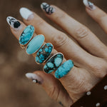 Hubei Turquoise Ring (Size 9.25) - Golden Road Crafted
