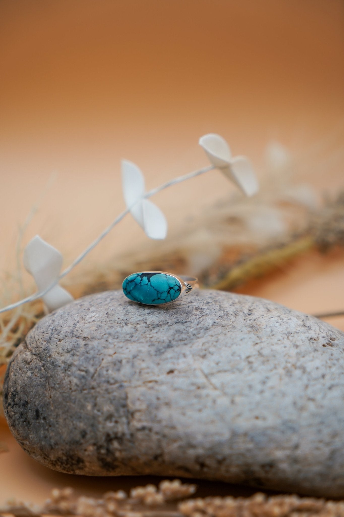 Hubei Turquoise Ring (Size 9.25) - Golden Road Crafted
