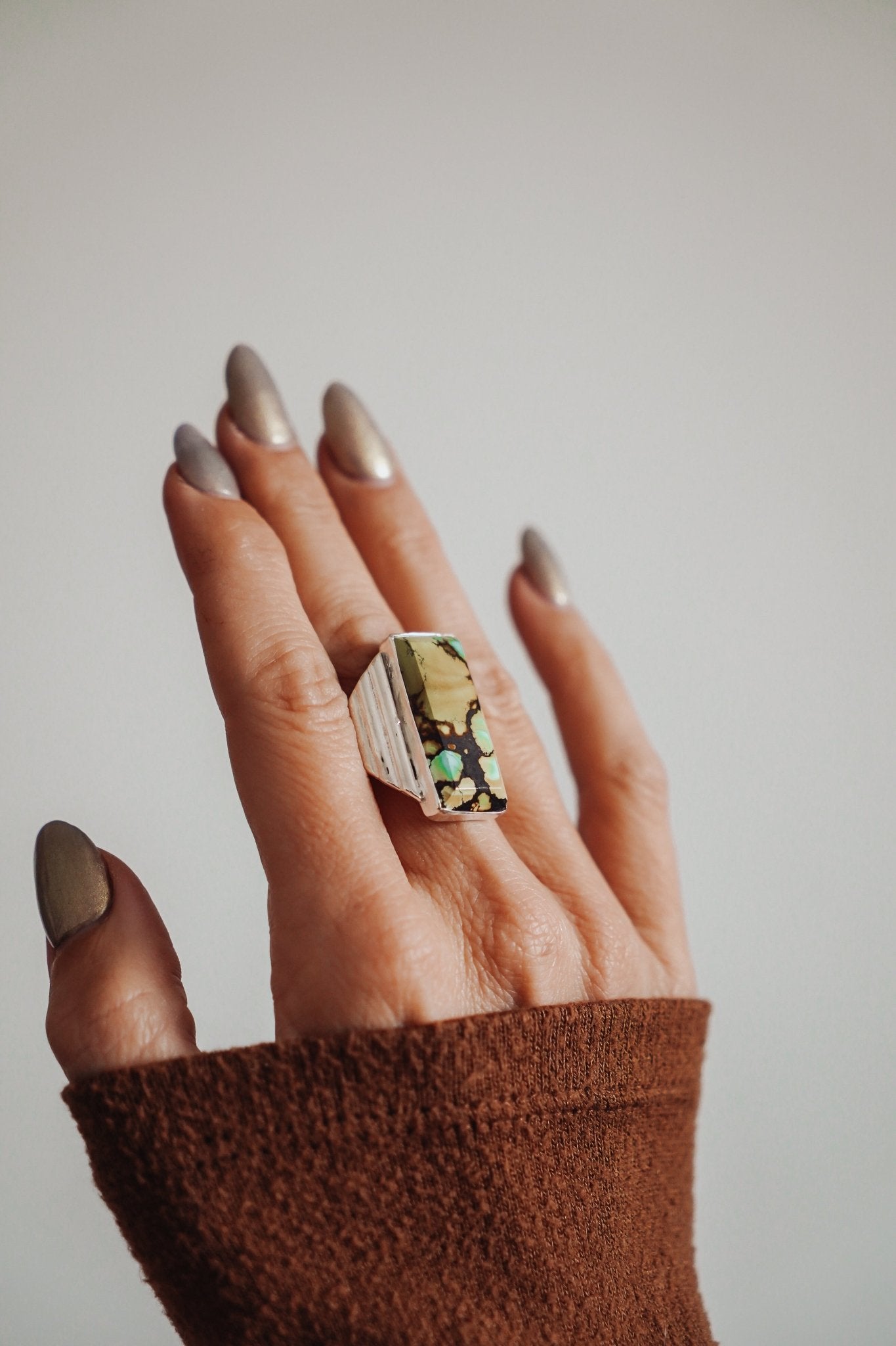 Hubei Turquoise Ring (Size 9.5) - Golden Road Crafted