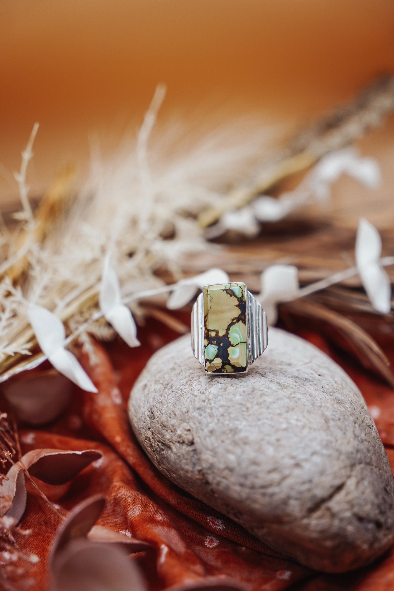 Hubei Turquoise Ring (Size 9.5) - Golden Road Crafted
