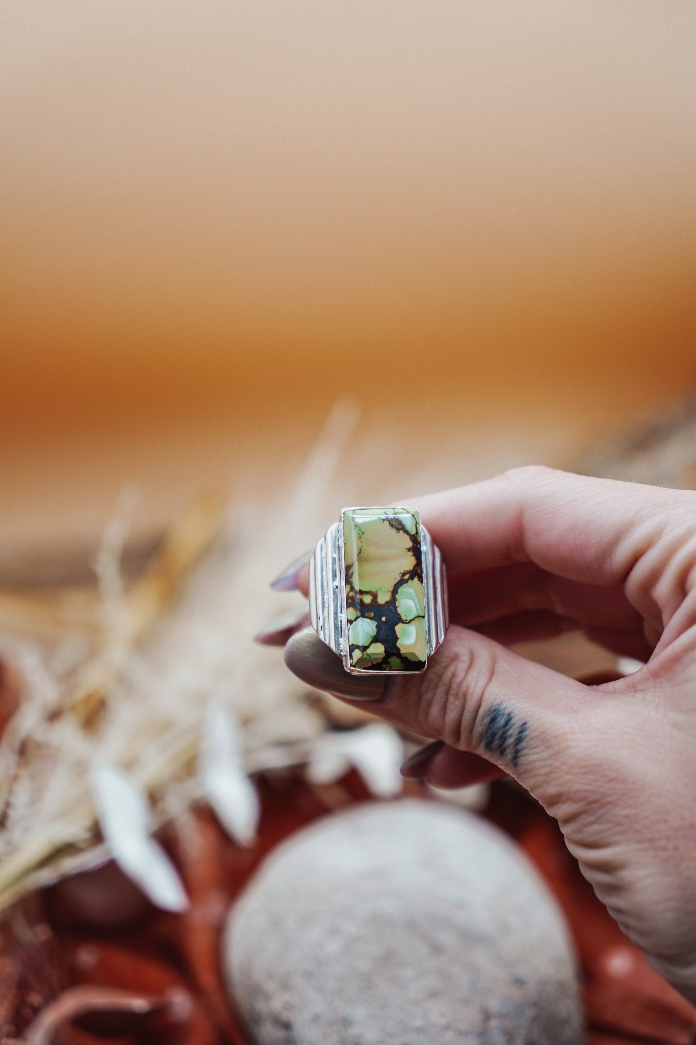 Hubei Turquoise Ring (Size 9.5) - Golden Road Crafted