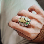 Hubei Turquoise Ring (Size 9.5) - Golden Road Crafted