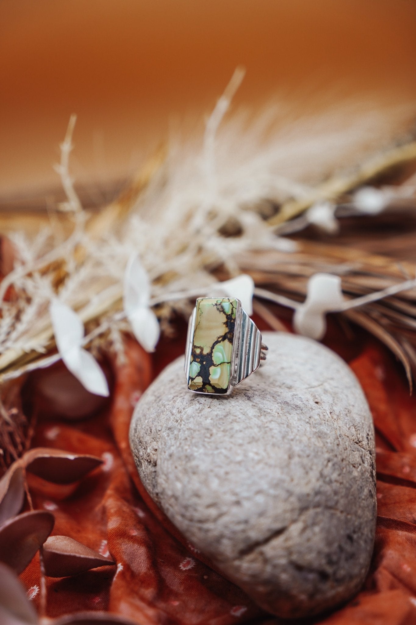 Hubei Turquoise Ring (Size 9.5) - Golden Road Crafted