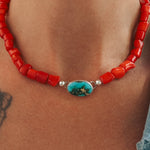 IYKYK Choker in Sonoran Mtn w/ Coral Beads - Golden Road Crafted