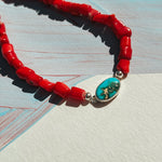 IYKYK Choker in Sonoran Mtn w/ Coral Beads - Golden Road Crafted