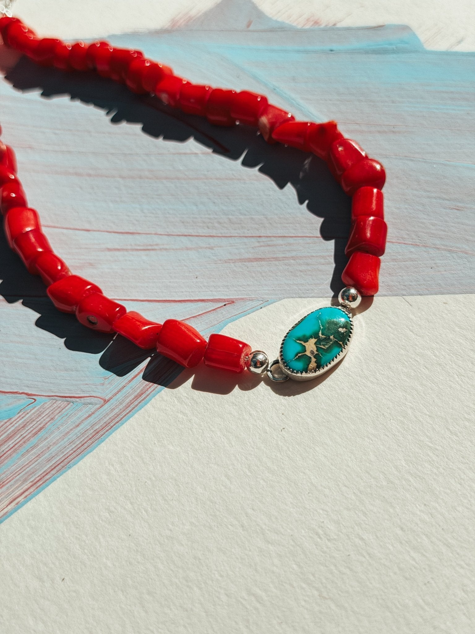 IYKYK Choker in Sonoran Mtn w/ Coral Beads - Golden Road Crafted