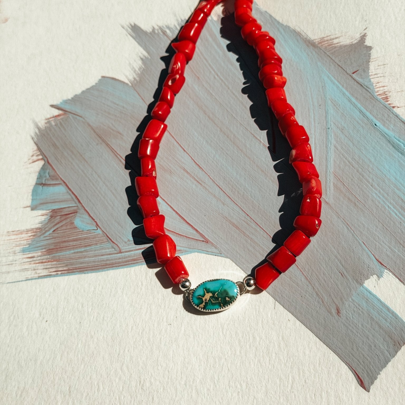 IYKYK Choker in Sonoran Mtn w/ Coral Beads - Golden Road Crafted