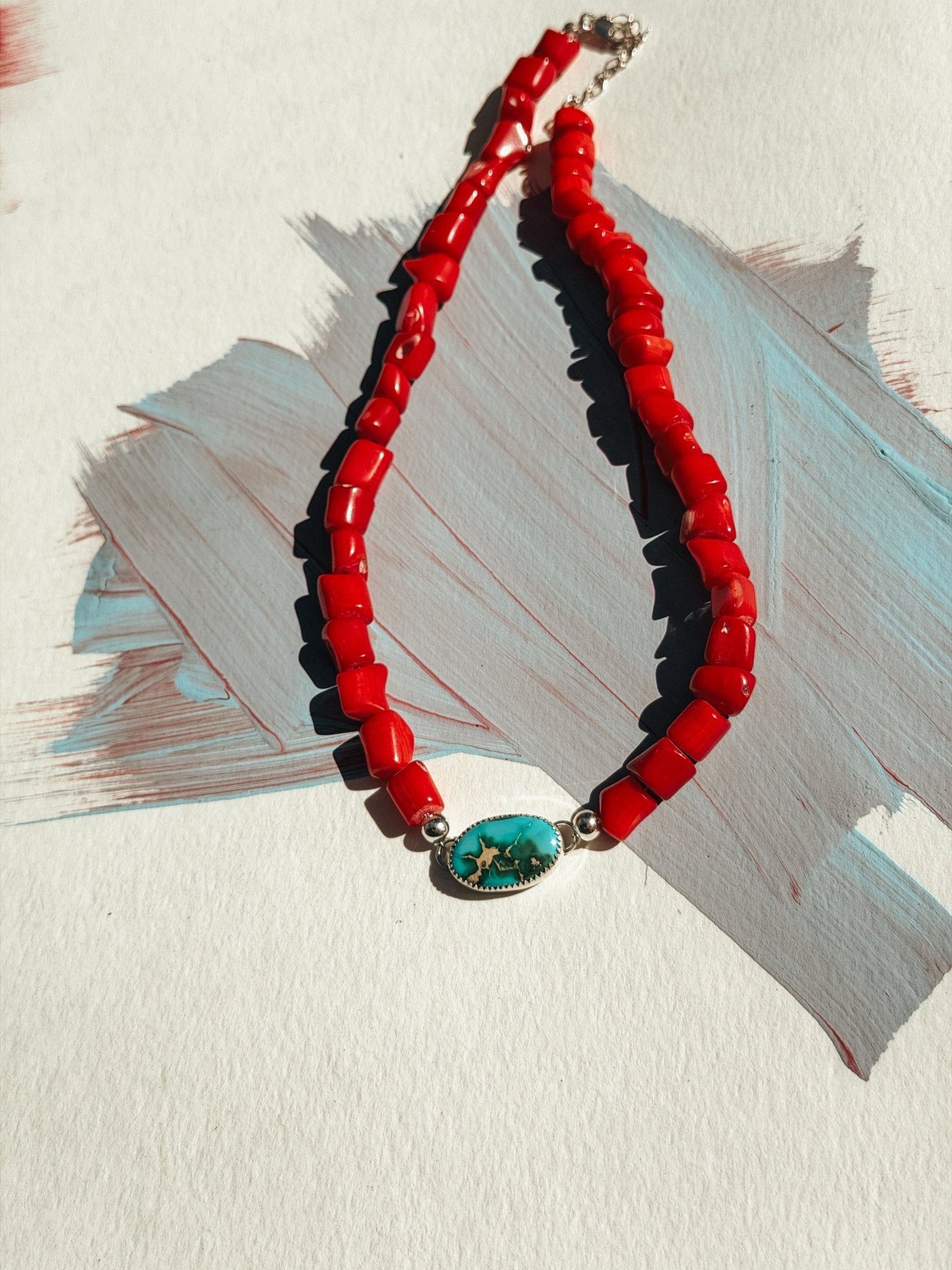 IYKYK Choker in Sonoran Mtn w/ Coral Beads - Golden Road Crafted
