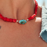 IYKYK Choker in Sonoran Mtn w/ Coral Beads - Golden Road Crafted