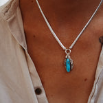 Kiln - Fired Fine Silver Necklace in Blue Ridge Turquoise - Golden Road Crafted