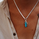 Kiln - Fired Fine Silver Necklace in Blue Ridge Turquoise - Golden Road Crafted