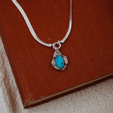 Kiln - Fired Fine Silver Necklace in Blue Ridge Turquoise - Golden Road Crafted