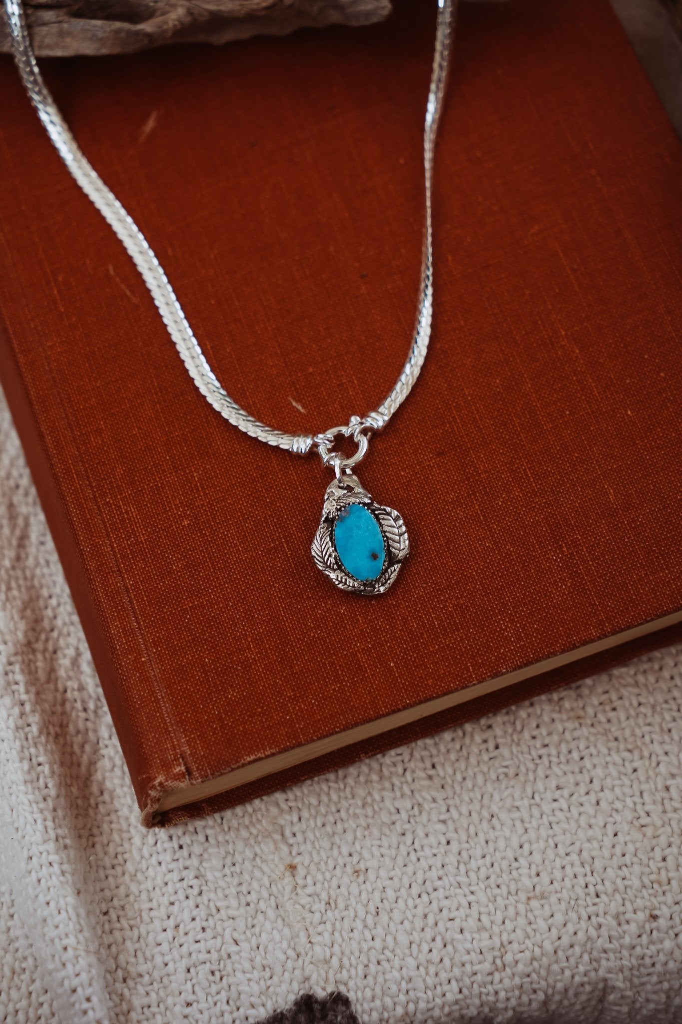 Kiln - Fired Fine Silver Necklace in Blue Ridge Turquoise - Golden Road Crafted