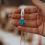 Kiln - Fired Fine Silver Necklace in Blue Ridge Turquoise - Golden Road Crafted