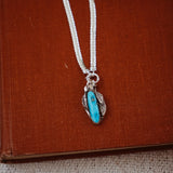 Kiln - Fired Fine Silver Necklace in Blue Ridge Turquoise - Golden Road Crafted