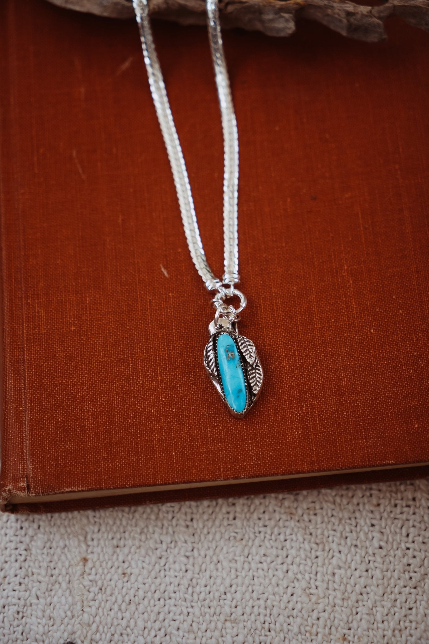 Kiln - Fired Fine Silver Necklace in Blue Ridge Turquoise - Golden Road Crafted