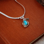 Kiln - Fired Fine Silver Necklace in Blue Ridge Turquoise - Golden Road Crafted