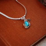 Kiln - Fired Fine Silver Necklace in Blue Ridge Turquoise - Golden Road Crafted