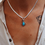 Kiln - Fired Fine Silver Necklace in Blue Ridge Turquoise - Golden Road Crafted