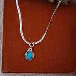 Kiln - Fired Fine Silver Necklace in Blue Ridge Turquoise - Golden Road Crafted