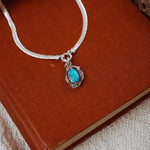 Kiln - Fired Fine Silver Necklace in Blue Ridge Turquoise - Golden Road Crafted