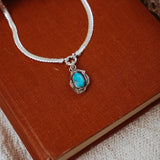 Kiln - Fired Fine Silver Necklace in Blue Ridge Turquoise - Golden Road Crafted