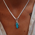 Kiln - Fired Fine Silver Necklace in Blue Ridge Turquoise - Golden Road Crafted